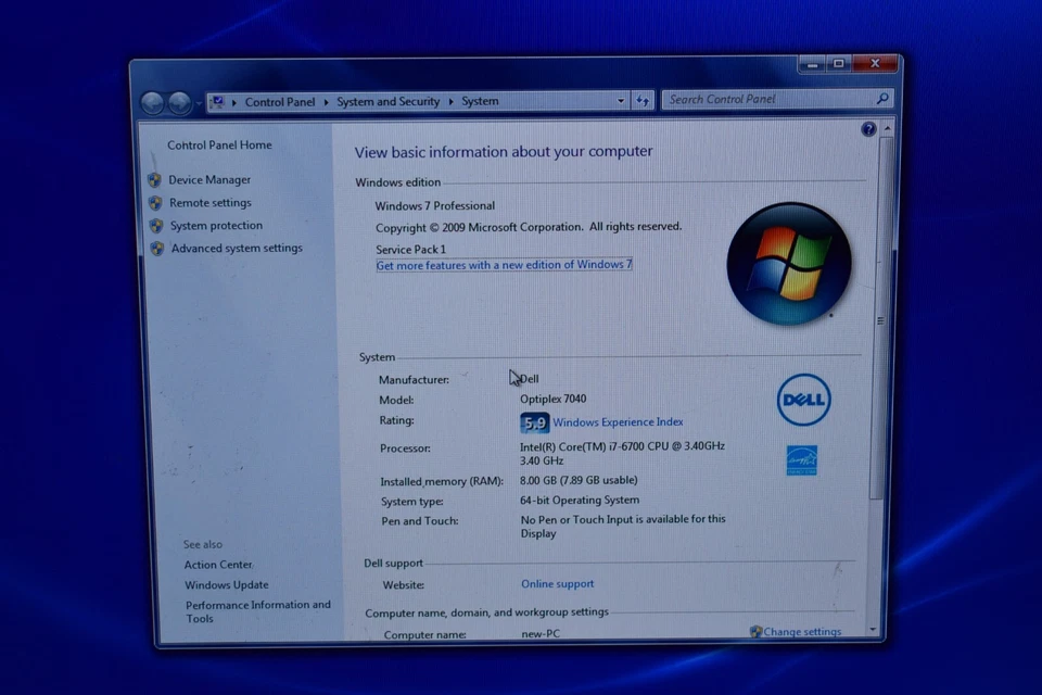 Dell OptiPlex 7040 SFF Quad Core i7-6700 3.4GHz 8GB RAM 1TB HDD Windows 7 Pro - Image 3 of 4