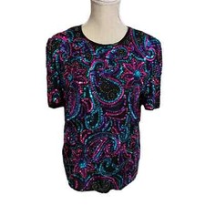 Mark  John by Sam Womens Sequin Silk Top