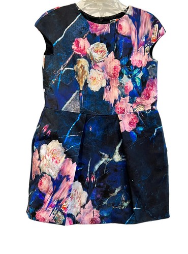 MSGM ITALY GIRL'S SIZE 4 NAVY FLORAL SLEEVELESS PARTY DRESS