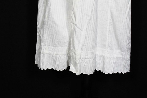 RARE ANTIQUE FRENCH EDWARDIAN WHITE COTTON PETTICOAT SKIRT 36"-38" WAIST 29"L - Picture 2 of 3