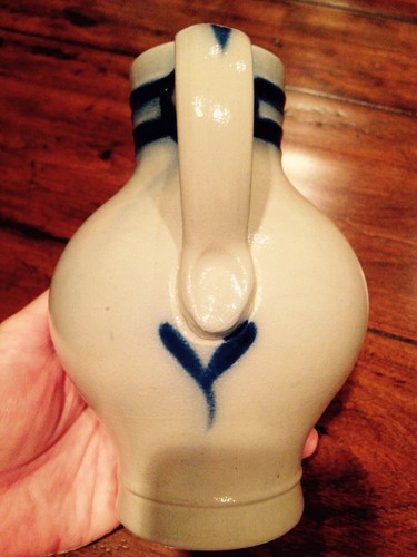 VTG GERMANY SALZGLASIERT ECHT POTTERY 1/2 LITER PITCHER COBALT BLUE SALT GLAZE - Picture 4 of 11