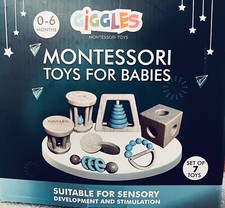 BLUE Wooden Baby Toy  Wooden Baby Rattle, 0-6 Months Wooden Toys, Baby Toys NEW