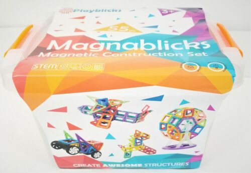 Magnetic Construction Set 55 Pcs STEM Educational Learning Creativity Kids NEW - Picture 6 of 9