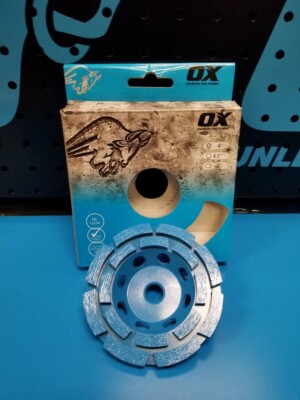 Ox Tools 4'' Double Row Diamond Cup Grinding Wheel - Blue