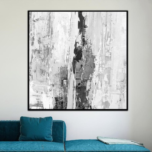 Oil Painting Abstract Oversize Canvas Wall Art Black And White Painting Calming - Picture 1 of 11