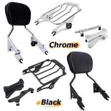 Backrest Sissy Bar Luggage Rack For Harley Touring Road King Electra Glide 14-UP