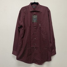 Shaquille O' Neal Men XLG Burgundy Cooling Stretch Big Fit Button Down Shirt NEW