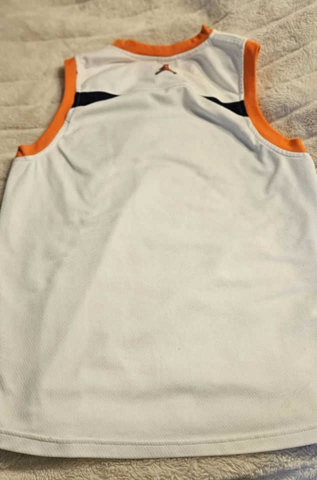 JORDAN Sleeveless White/ Orange/ Blue Jersey Youth Sz Large Great Condition  - Image 3 of 4