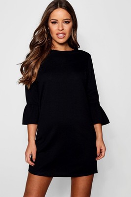 black ruffle shift dress