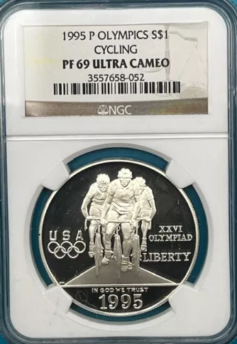 1995-P Atlanta Olympics - Cycling Silver $1 NGC PF 69 Ultra Cameo