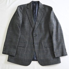 Jos A Bank 40R Gray Windowpane Flannel 1905 Stretch Blazer Sport Coat Jacket