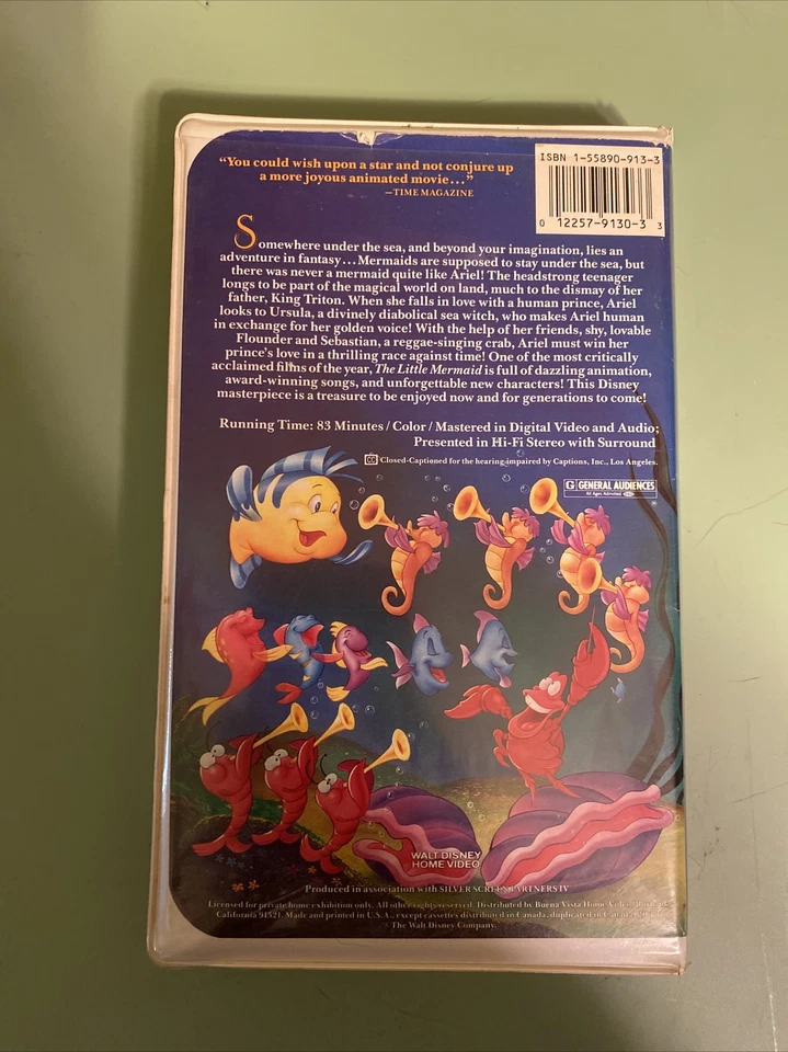 Disney The Little Mermaid VHS 1989 Diamond Edition Banned Cover Art Original XXX - Image 3 of 4