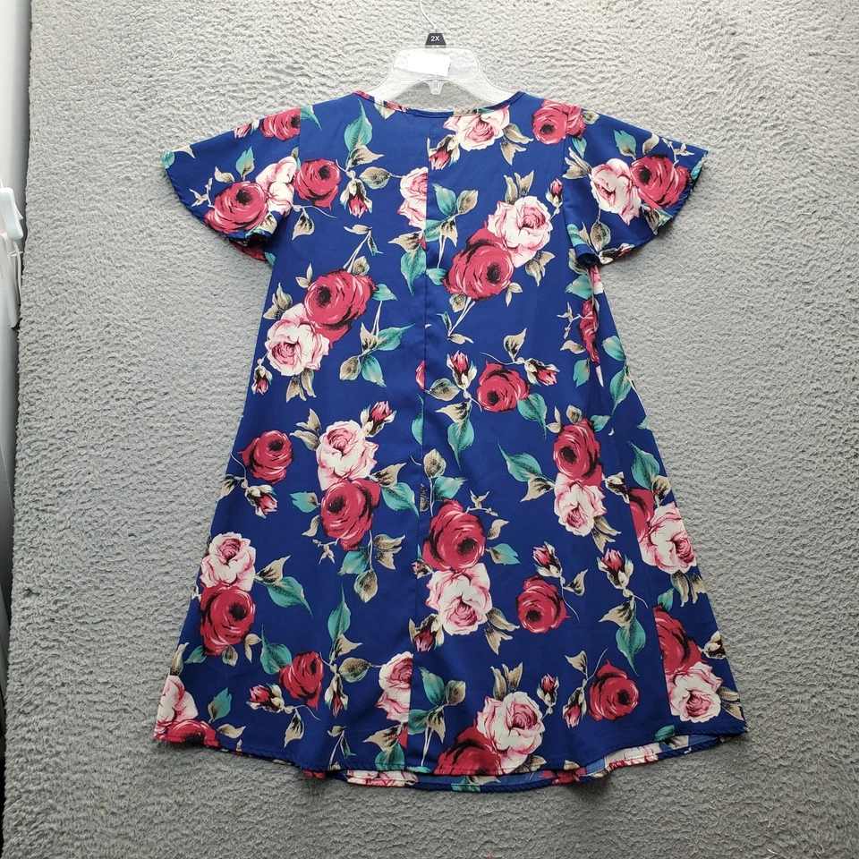 Vestido Soprano Shift Mujer XS Multi Floral Poliéster Manga Corta Cuello en V Pullover Foto 2 de 4