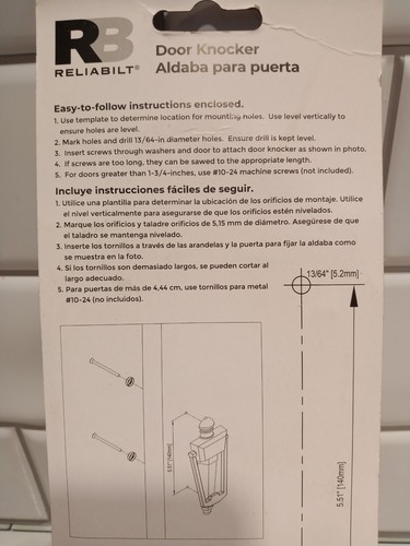 Battiporta tradizionale nichel satinato RELIABILT 07-3566 7-1/4” zinco fuso 3635263 - Foto 5 di 7