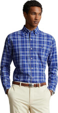  125 POLO RALPH LAUREN Classic Fit Plaid Stretch Poplin Shirt, Blue Multi, Small