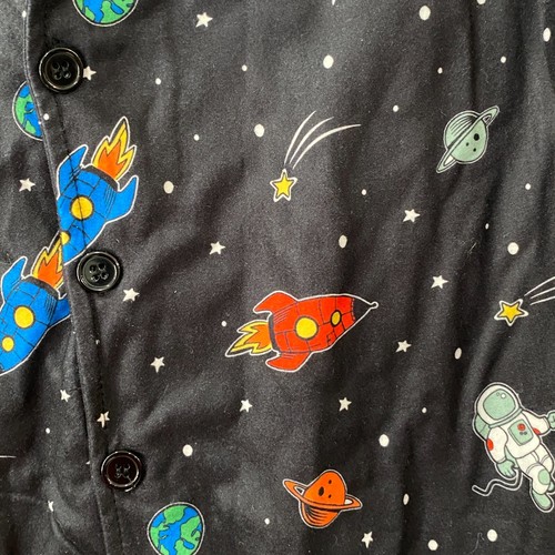 Tuff Guys Kids Space Pa Pajamas Sz 8 Black Flame Resistant Space Ship Astronaut - Picture 5 of 15