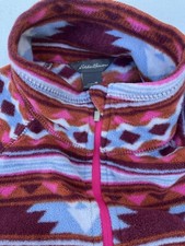 Eddie Bauer Women s Medium Southwestern Aztec 1/4 Zip Fleece Pullover