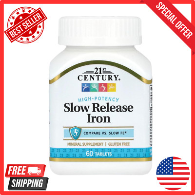 Iron Supplements (60 Count), Iron Tablets for Iron Deficiency, High-Absorption..