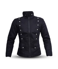 New Women's Cotton Multi Pocket Military Raw Look Summer Biker Jacket Uk