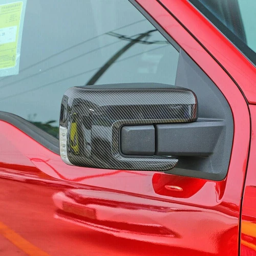 Carbon Fiber Look Rear View Side Mirror Cover Trim For 2021-2023 Ford F150 F-150 - Picture 5 of 10