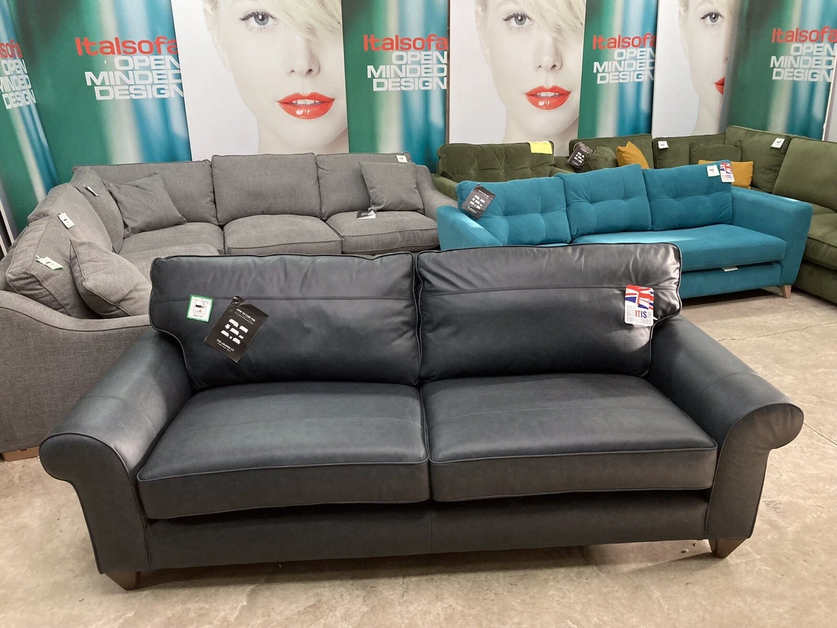 Ebay grey leather sale sofa