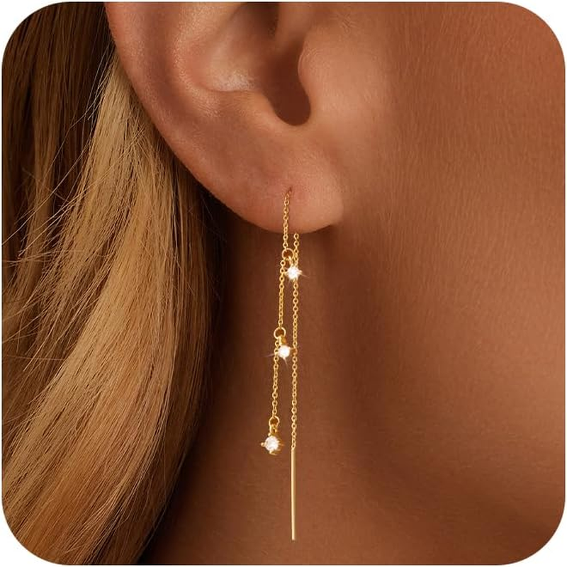 Dangle Earrings for Women Dainty Long Hanging Gold/Silver Chain Earrings Trendy
