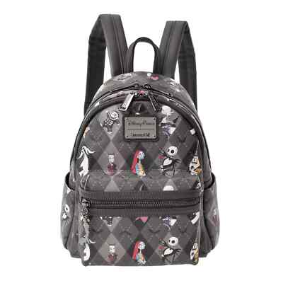 Disney Loungefly Tim Burton Nightmare Before Christmas Backpack Argyle Pattern