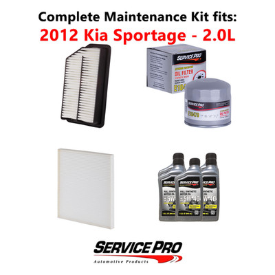 2012 Kia Sportage 2.0L Complete Cabin, Air & Oil Filter Kit (5W-40)