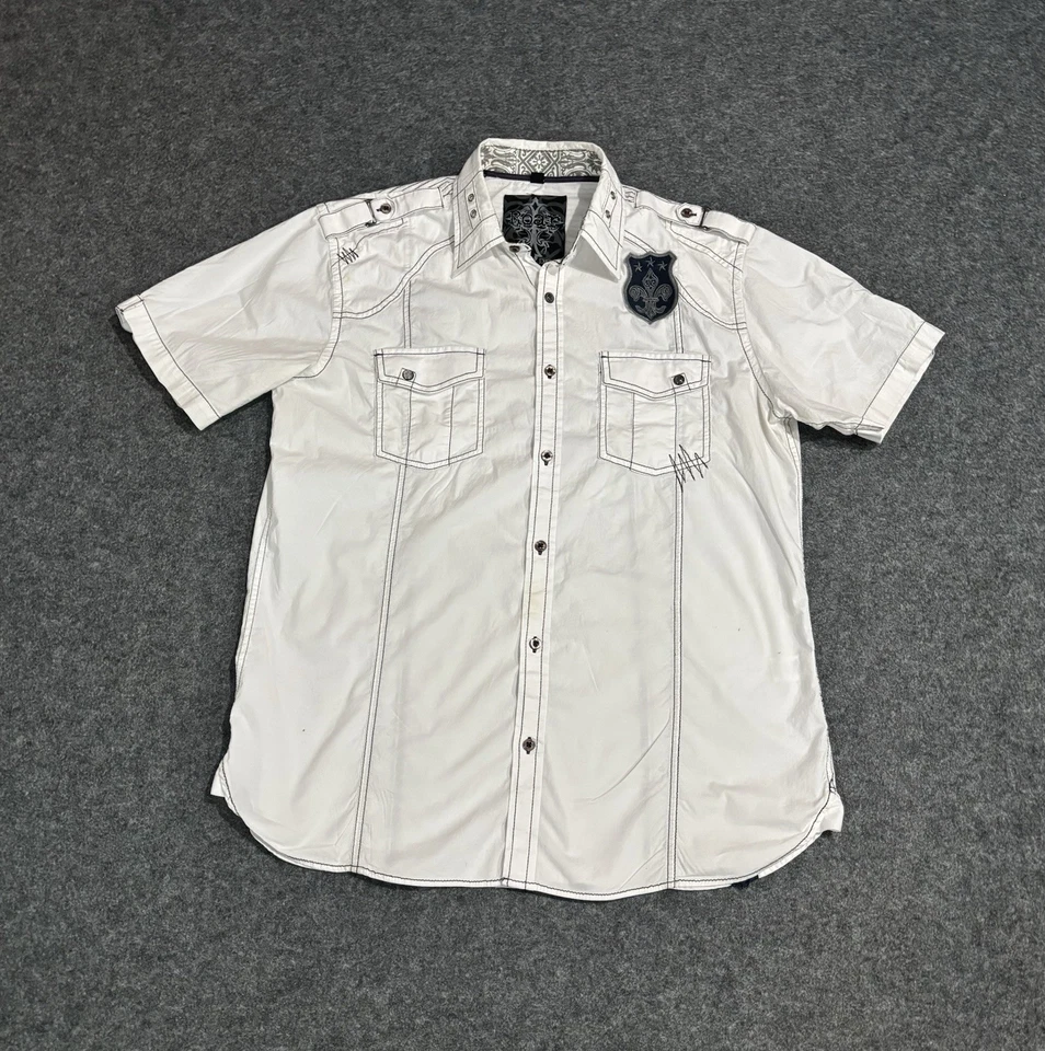 Рубашка на пуговицах Roar размер большой короткий рукав пилот вышитая белая - Изображение 2 из 4