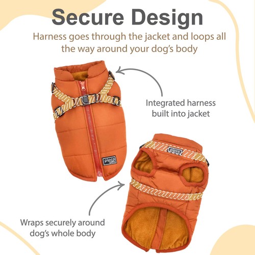 PIPCO PETS - Dog Puffer Jacket with In-Built Harness | Water Resistant Coat - Picture 5 of 20