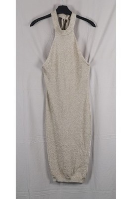 Sorelle UK Womens Dress Bodycon Dress Metalic Gold Fabric Size 8 r1428