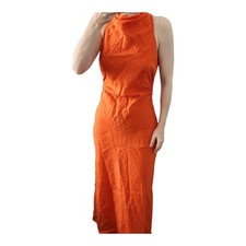 Reformation Orange Linen High Neck Sleeveless Maxi Dress Size 2 Cocktail