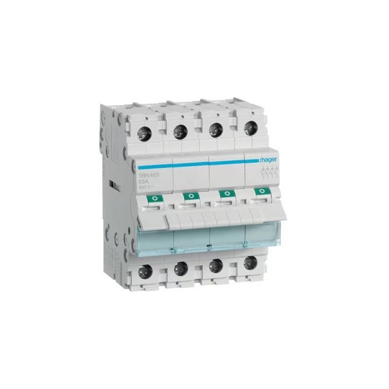 Interruttore automatico Hager SBN463 - 4P - 63A - 230V