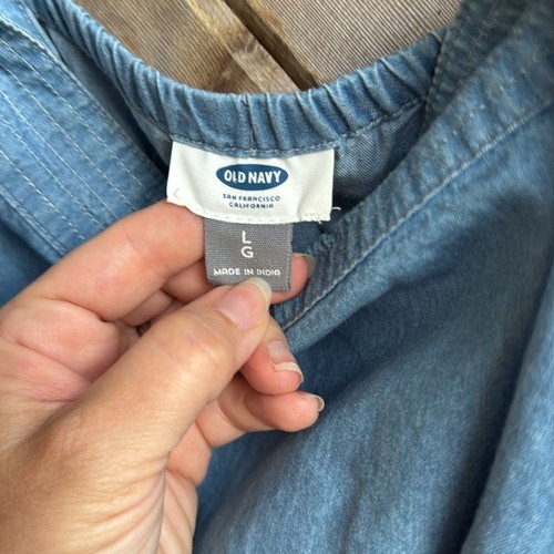 Old Navy Light Blue Denim Romper shorts size large - Picture 2 of 4