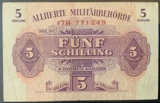 1944 AUSTRIA MILITARY PAPER MONEY - 5 SCHILLING BANKNOTE!