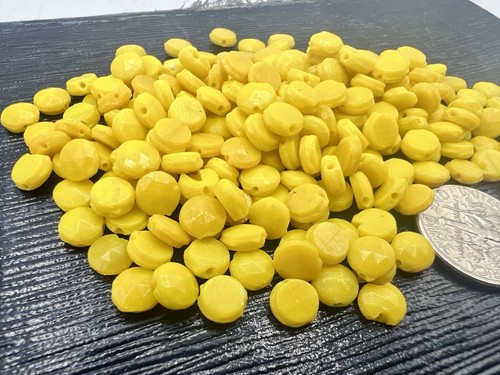 240 Pc Vintage Czech Sunflower Yellow Faceted Dome Glass 5-6mm Nailhead Bead Lot