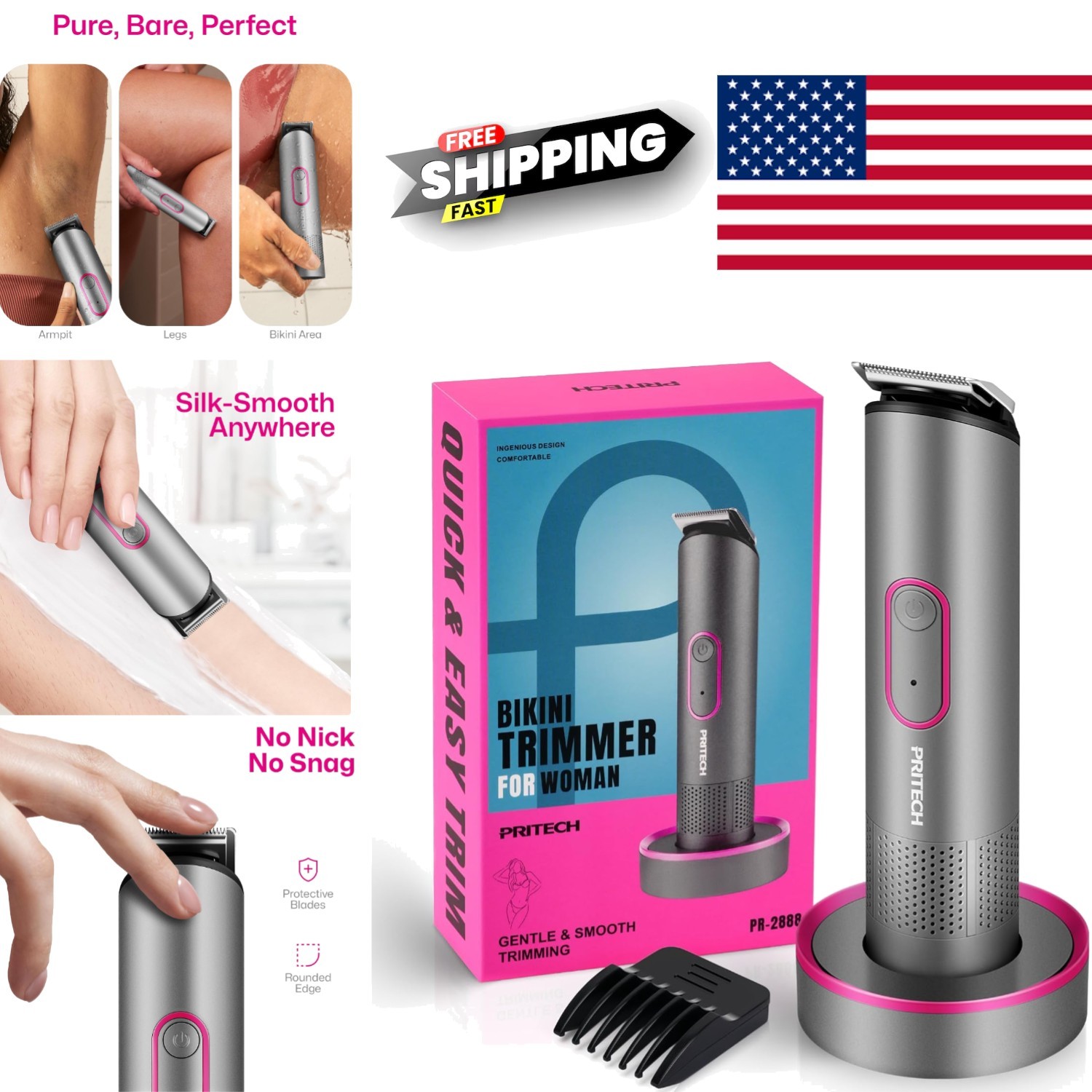 Rechargeable Bikini Trimmer for Women with Waterproof Design