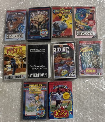 Commodore 64 Videospiele Konvolut x 10 Restposten Vintage ungetestet seltene Kassetten C64
