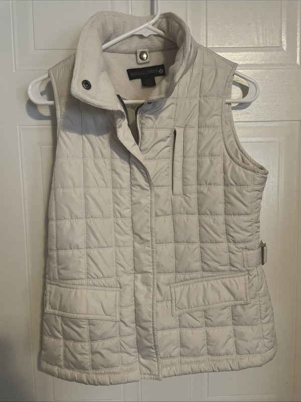 Weather Tamer Puffer Vest Women's Size XS Lined Ivory Cell Phone & Other Pockets