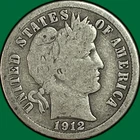 1912-S Barber Dime Silver Very Good VG Coin #33559
