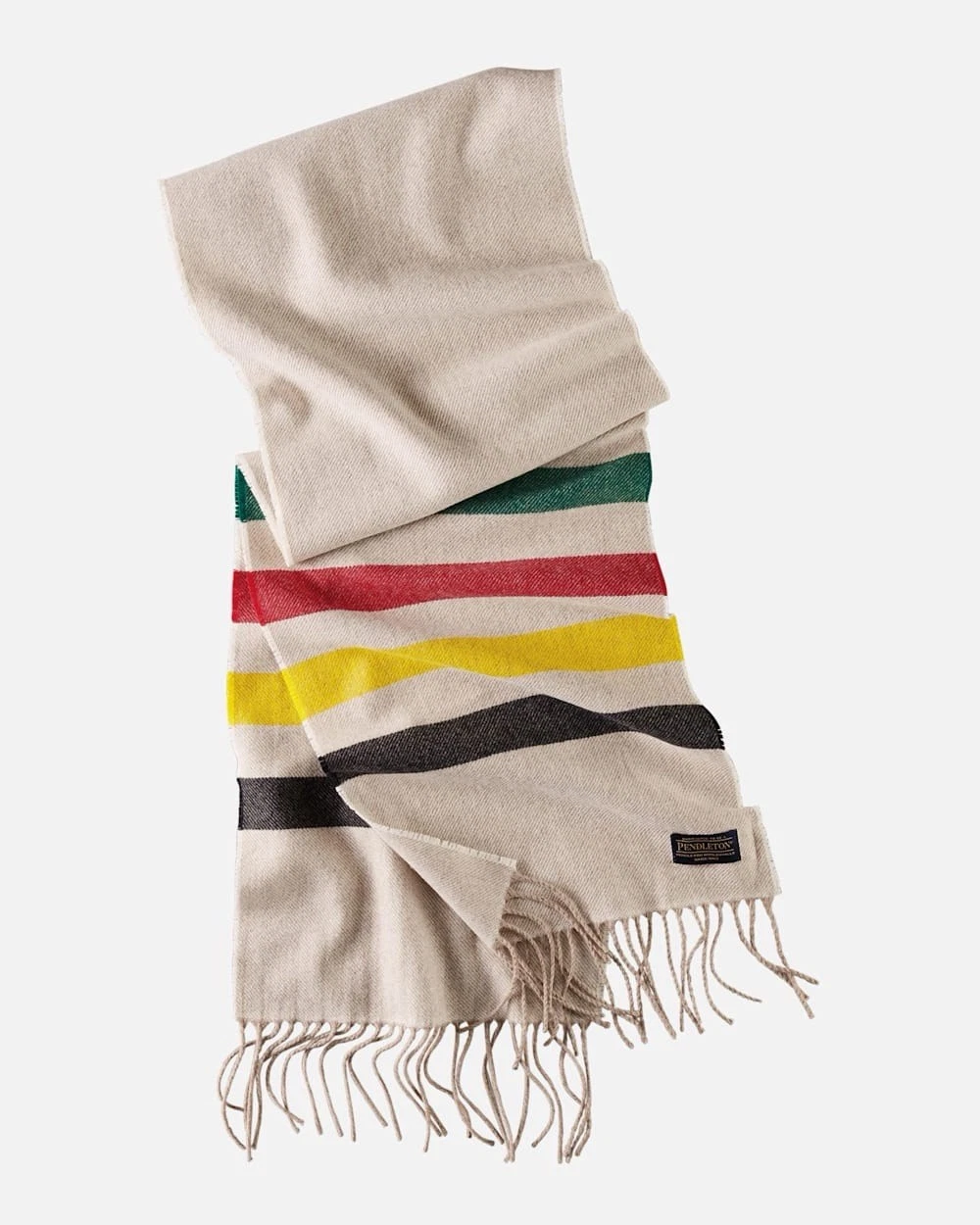 Pendleton Wool Muffler Scarf Glacier Stripe National Park Collection Tan 11x65