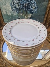 12 Assiettes Plates en Porcelaine de Limoges Dorées et à Fleurs 🌸