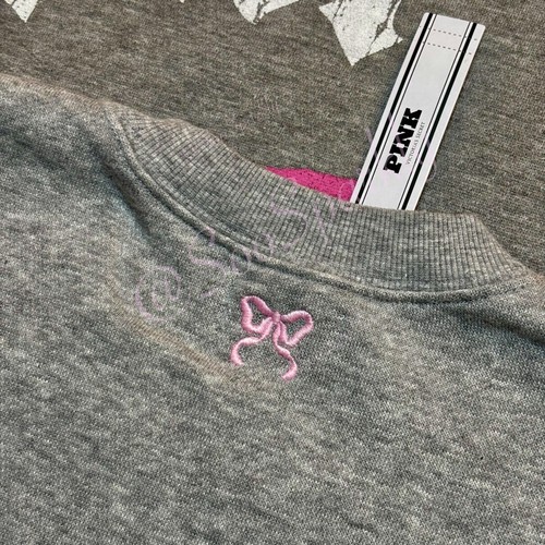 VS PINK x LoveShackFancy Medium Heather Gray Pullover Crewneck Sweatshirt - SM - Picture 5 of 9