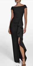 Donna Karan Bandage Jersey, Off The Shoulder Gown, Sz 6, Black, New