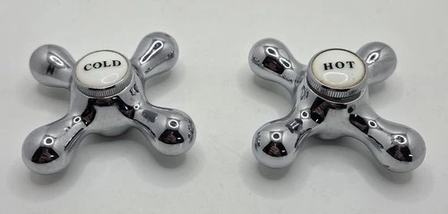 Antique Cross Faucet Handles Victorian Hot And Cold  1940's