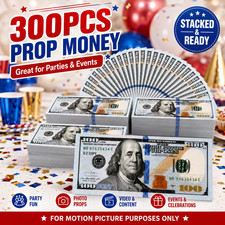 300 pcs Prop Cash Paper Dollar Bills Toys Money Bank 30,000 Movie Film Props US