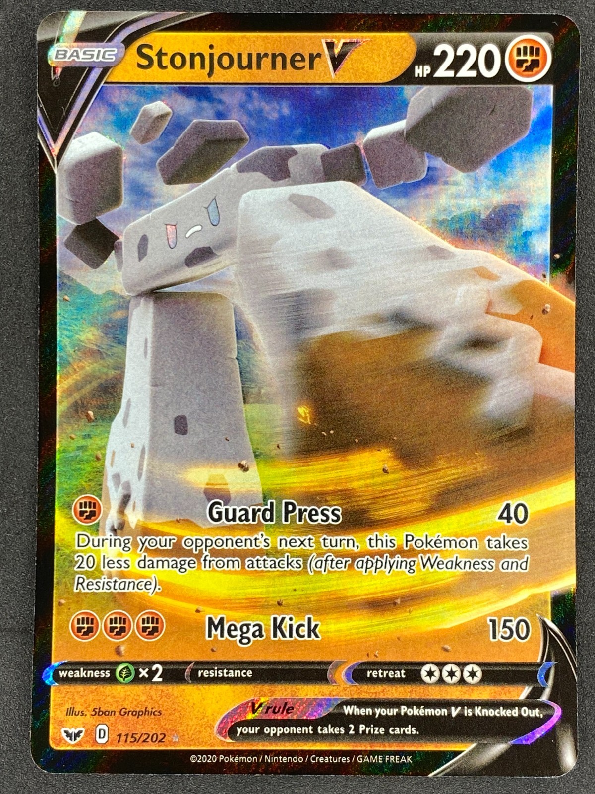 Pokémon Stonjourner V 115/202 SSH Sword & Shield NM