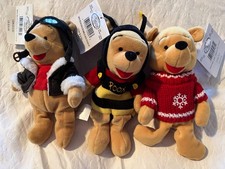 3 Disney Store Winnie Pooh 8  Mini Plush Beanbags Pilot Bumble Bee Snowflake NWT