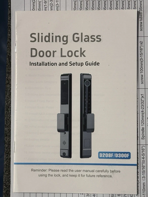 Anweller 2085 Mortise Sliding Glass Door Lock, Smart Fingerprint
