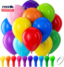 Assorted Rainbow Latex Balloons 100 Pack 12 Inch round Helium Bright Color